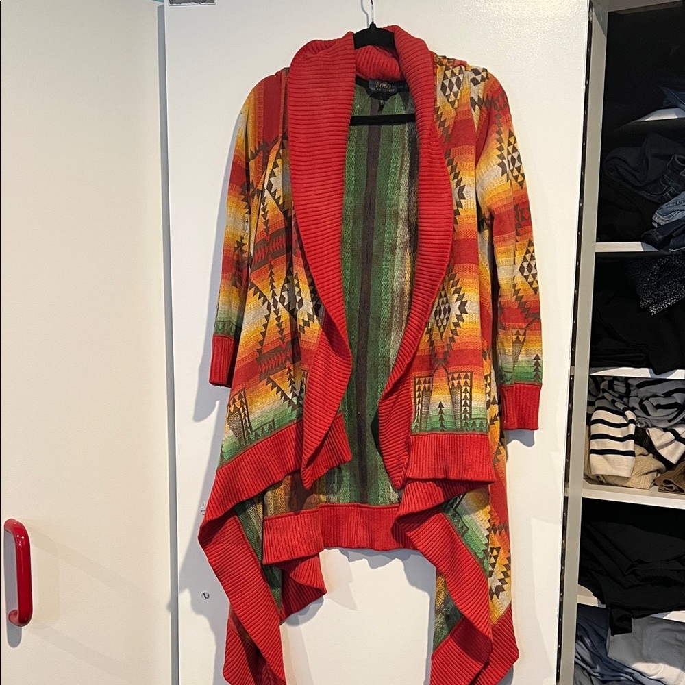 Polo Ralph Lauren Open Front Aztec Western Draped Cardigan